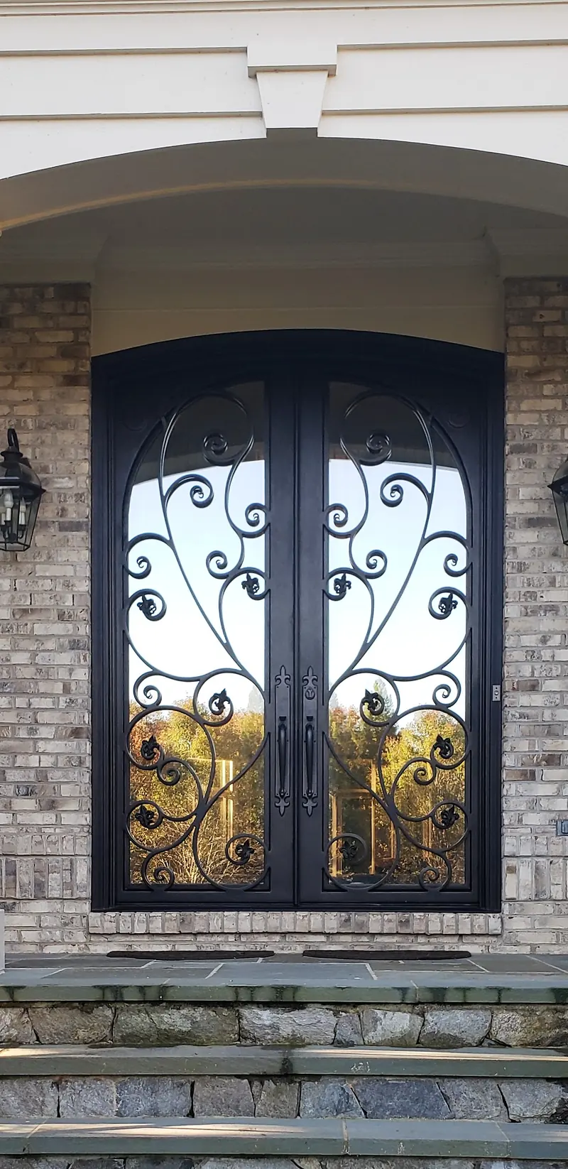 Wrought iron entry doors